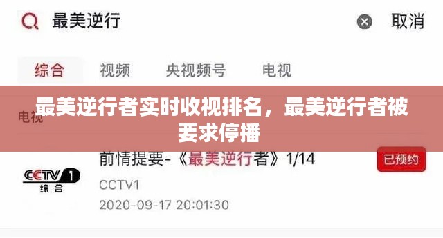 最美逆行者实时收视排名，最美逆行者被要求停播 