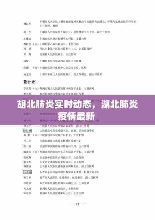 胡北肺炎实时动态,湖北肺炎疫情最新