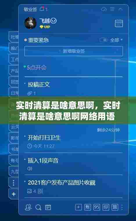 实时清算是啥意思啊，实时清算是啥意思啊网络用语 