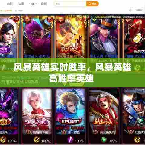 风暴英雄实时胜率，风暴英雄高胜率英雄 