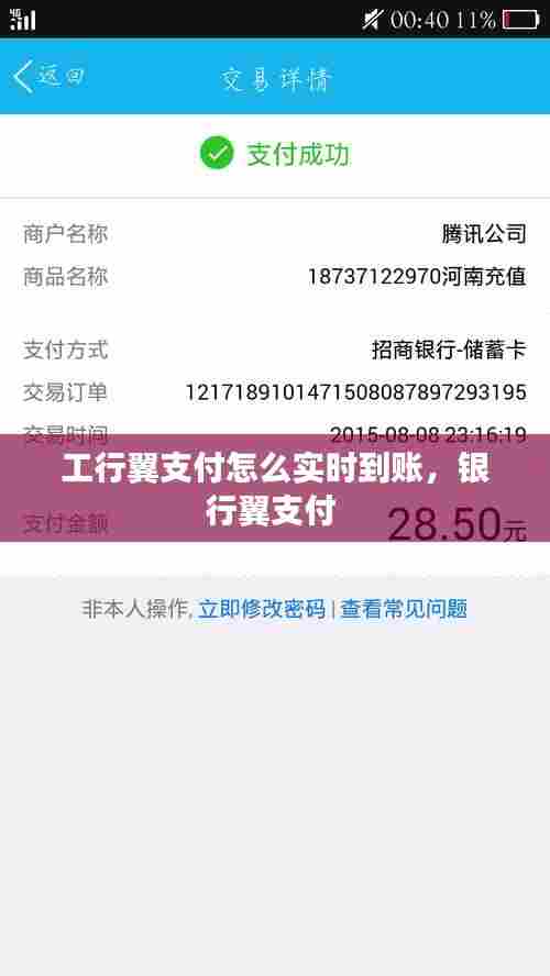 工行翼支付怎么实时到账,银行翼支付