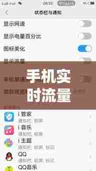 手机实时流量显示计，手机上方显示实时流量 