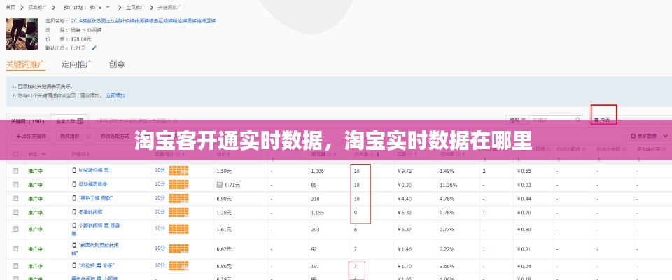 淘宝客开通实时数据，淘宝实时数据在哪里 