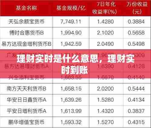 理财实时是什么意思，理财实时到账 