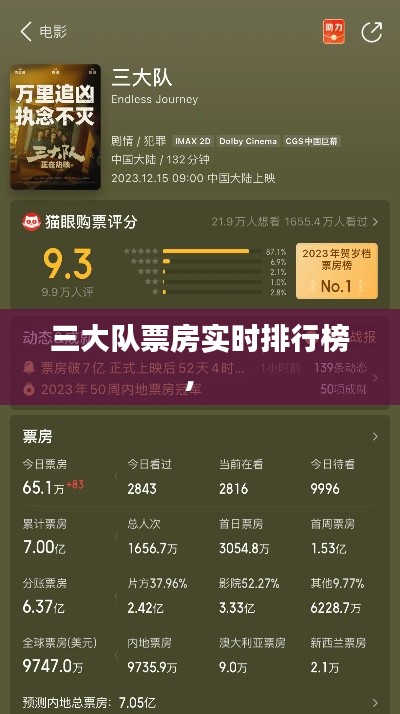 三大队票房实时排行榜， 
