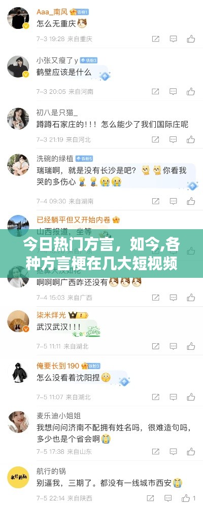 今日热门方言，如今,各种方言梗在几大短视频平台上占据了半壁江山 