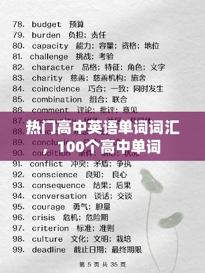 热门高中英语单词词汇，100个高中单词 