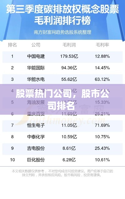 股票热门公司，股市公司排名 