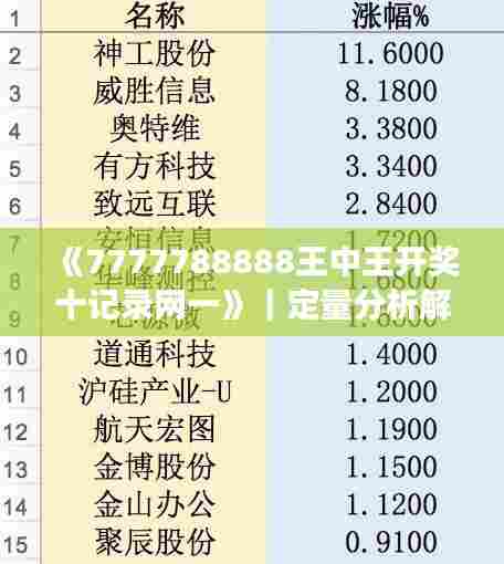 《7777788888王中王开奖十记录网一》|定量分析解释定义