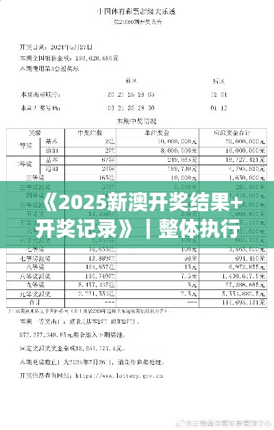 《2025新澳开奖结果+开奖记录》|整体执行讲解