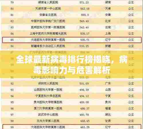 全球最新病毒排行榜揭晓,病毒影响力与危害解析