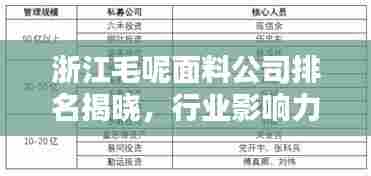 浙江毛呢面料公司排名揭晓，行业影响力不容小觑