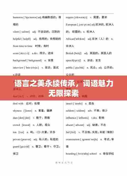 语言之美永续传承,词语魅力无限探索