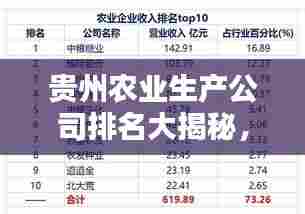 贵州农业生产公司排名大揭秘,哪些企业独占鳌头?