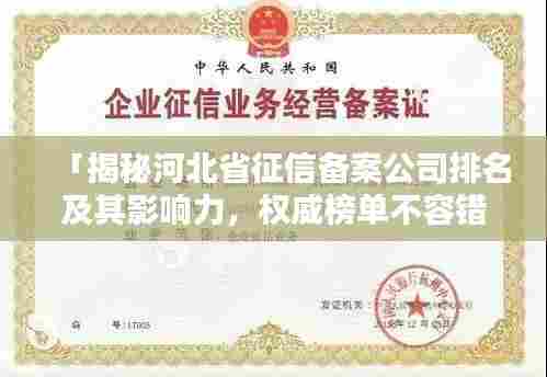 「揭秘河北省征信备案公司排名及其影响力,权威榜单不容错过!」