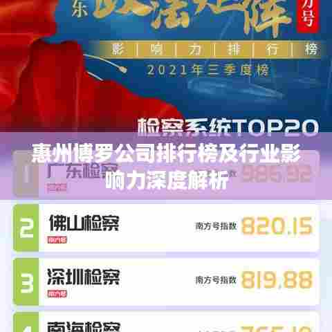 惠州博罗公司排行榜及行业影响力深度解析