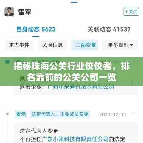 揭秘珠海公关行业佼佼者，排名靠前的公关公司一览