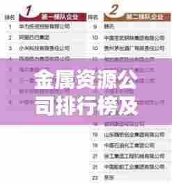 金属资源公司排行榜及行业影响力深度解析