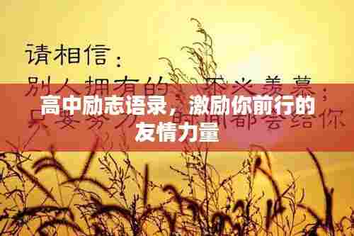 高中励志语录，激励你前行的友情力量