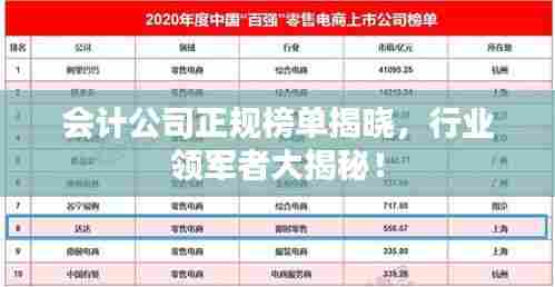会计公司正规榜单揭晓，行业领军者大揭秘！