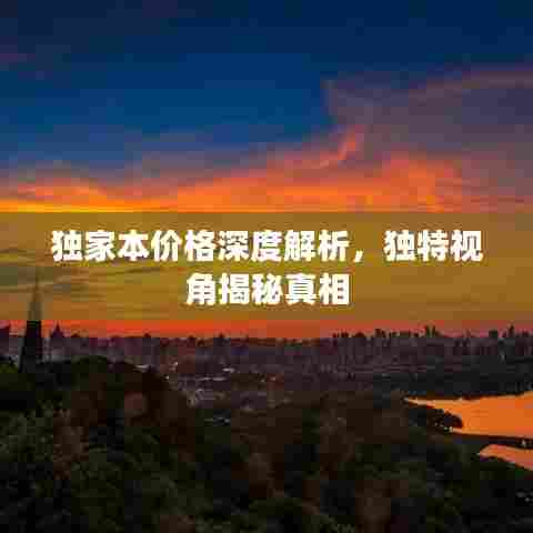 独家本价格深度解析，独特视角揭秘真相