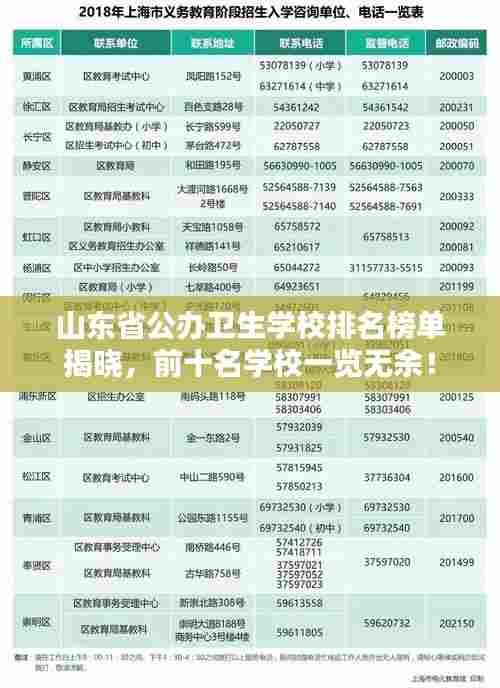 山东省公办卫生学校排名榜单揭晓，前十名学校一览无余！