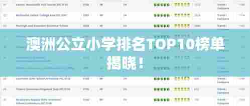 澳洲公立小学排名TOP10榜单揭晓！