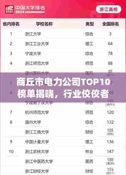 商丘市电力公司TOP10榜单揭晓，行业佼佼者引领地区电力发展之路