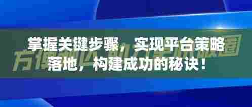 掌握关键步骤,实现平台策略落地,构建成功的秘诀!
