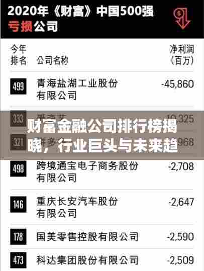 财富金融公司排行榜揭晓，行业巨头与未来趋势展望