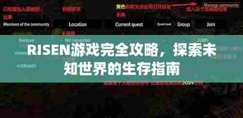 RISEN游戏完全攻略,探索未知世界的生存指南