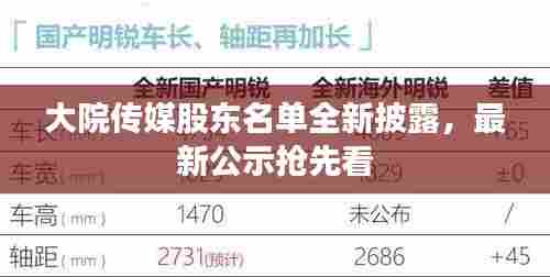 大院传媒股东名单全新披露，最新公示抢先看