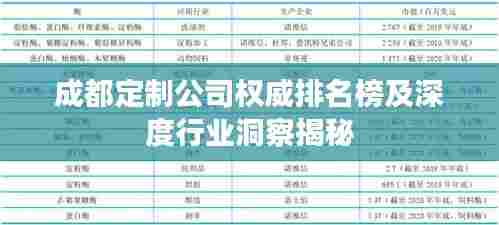成都定制公司权威排名榜及深度行业洞察揭秘