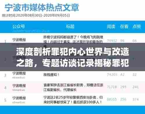 深度剖析罪犯内心世界与改造之路,专题访谈记录揭秘罪犯心路历程
