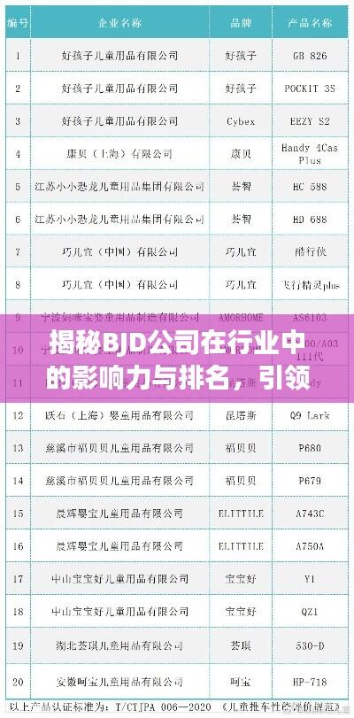 揭秘BJD公司在行业中的影响力与排名，引领潮流，不容忽视！